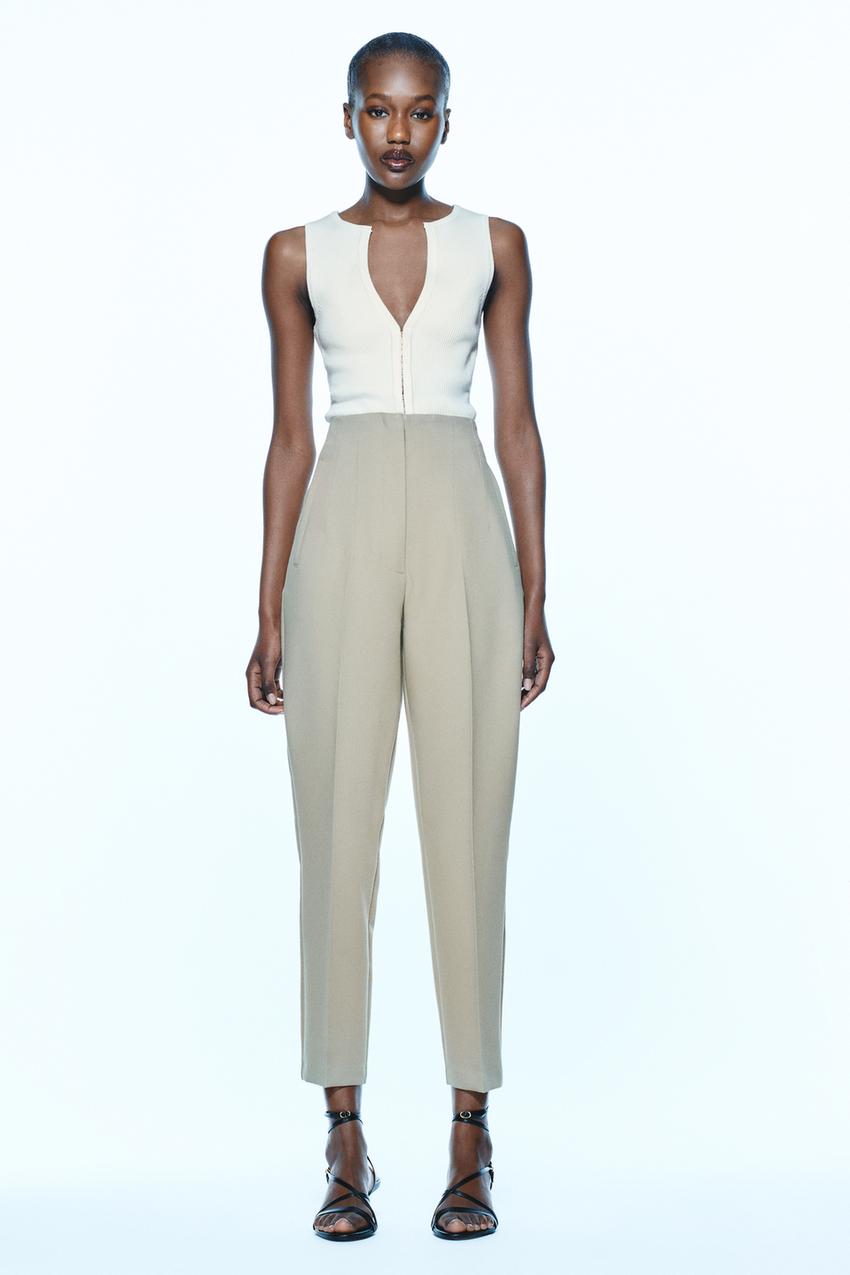Zara, Pants & Jumpsuits, Zara High Waisted Pants In Oyster White