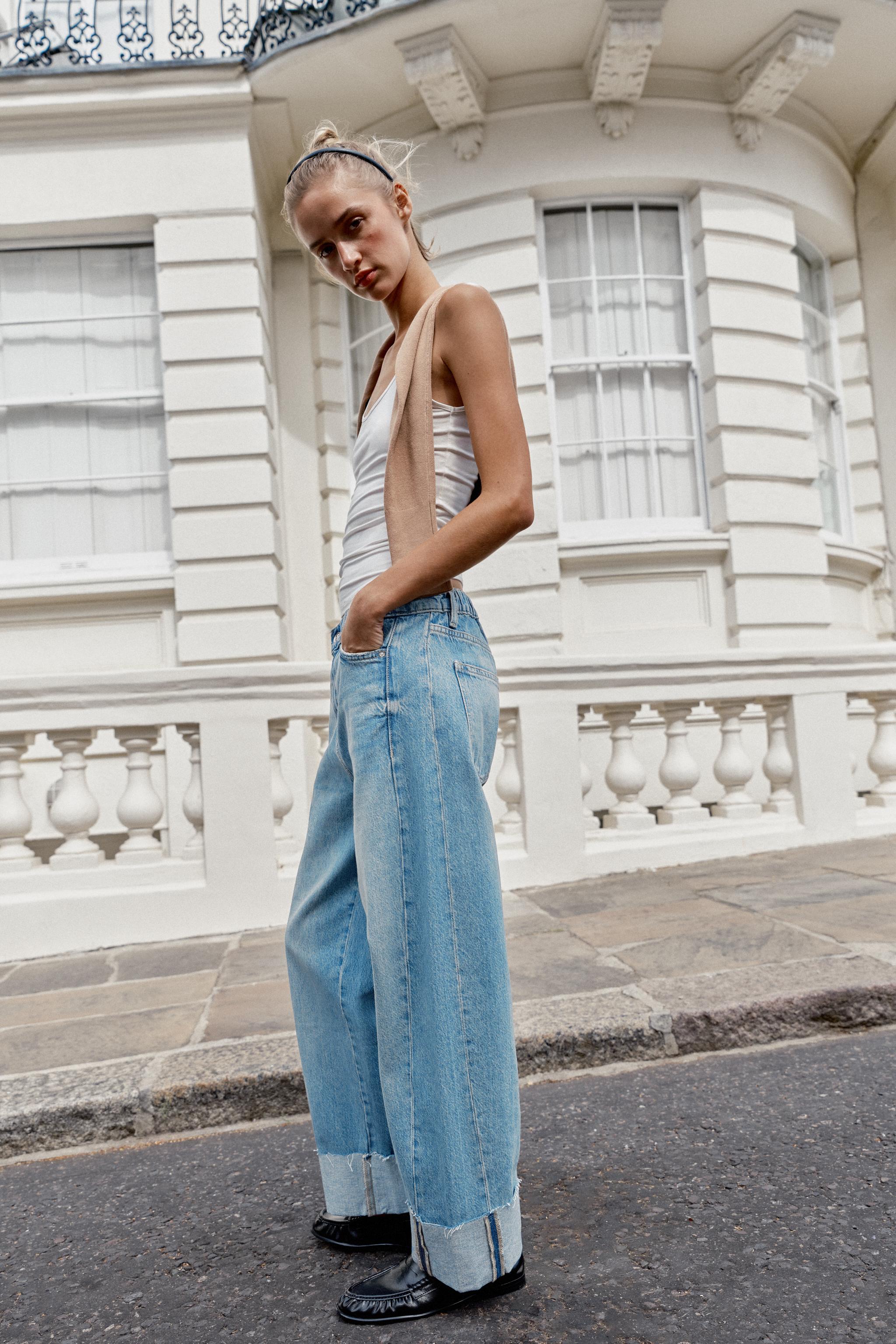 Z1975 MID-RISE BAGGY CUFFED JEANS — Mid-blue