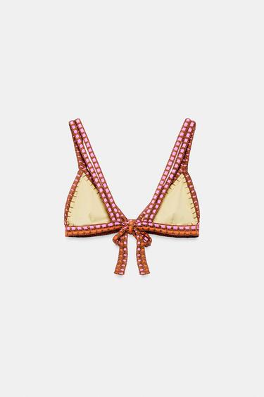 TOP BIKINI À BRETELLES EN CROCHET - Jaune de Zara - Image 3