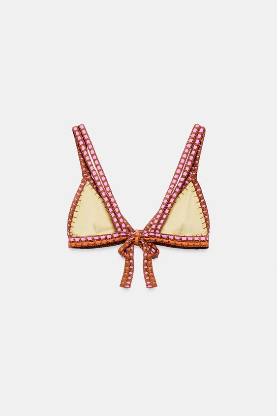TOP BIKINI À BRETELLES EN CROCHET - Jaune de Zara - Image 3