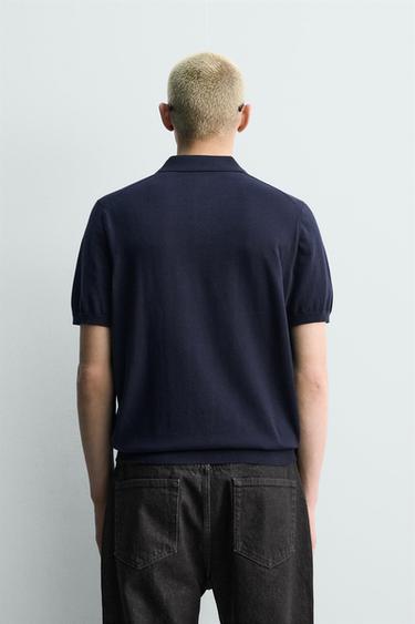 REGULAR FIT KNIT POLO SHIRT - Dark navy by Zara - Image 2