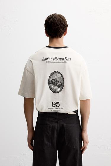 CONTRAST PRINT T-SHIRT - Oyster-white by Zara - Image 2