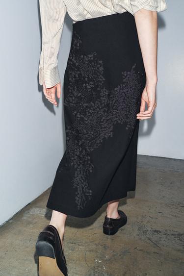 JUPE LONGUE BRODÉE ZW COLLECTION - Noir de Zara - Image 2