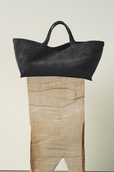Zara ELONGATED SUEDE SHOPPER - Gray