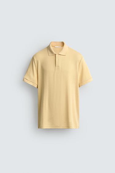 بولو مخطط بقصة عادية - أصفر by Zara