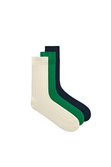 Zara RIB KNIT MERCERIZED SOCKS 3-PACK LIMITED EDITION - various