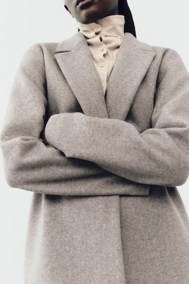 MANTEL SOFT KANCING - Beige marl dari Zara