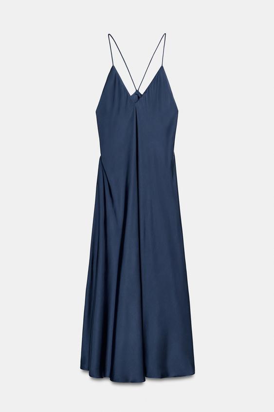 ZW COLLECTION SATIN SLIP DRESS - Blue / Grey by Zara - Image 0