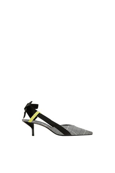 CHECKED HIGH HEEL SLINGBACK SHOES
