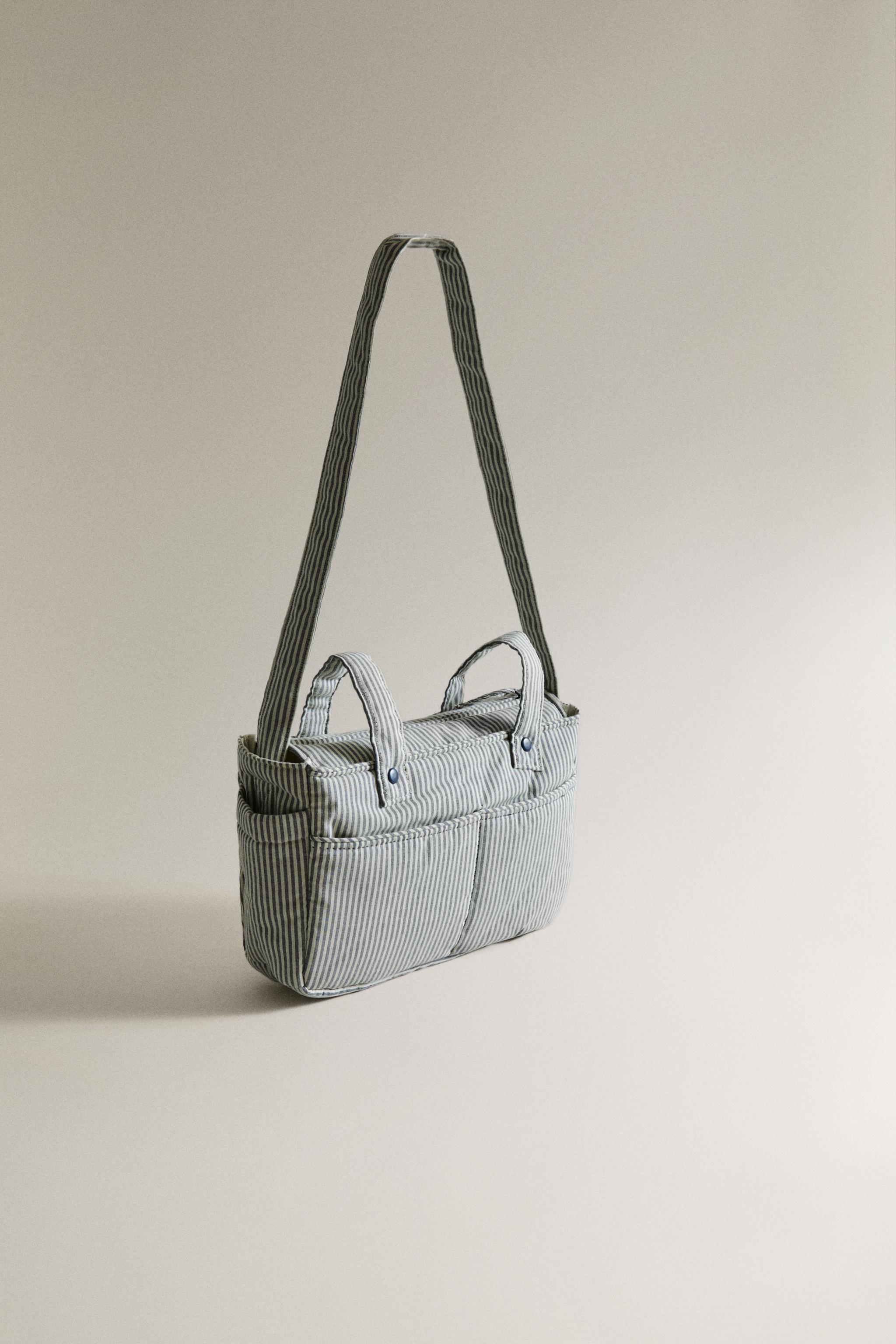STRIPED COTTON MATERNITY BAG