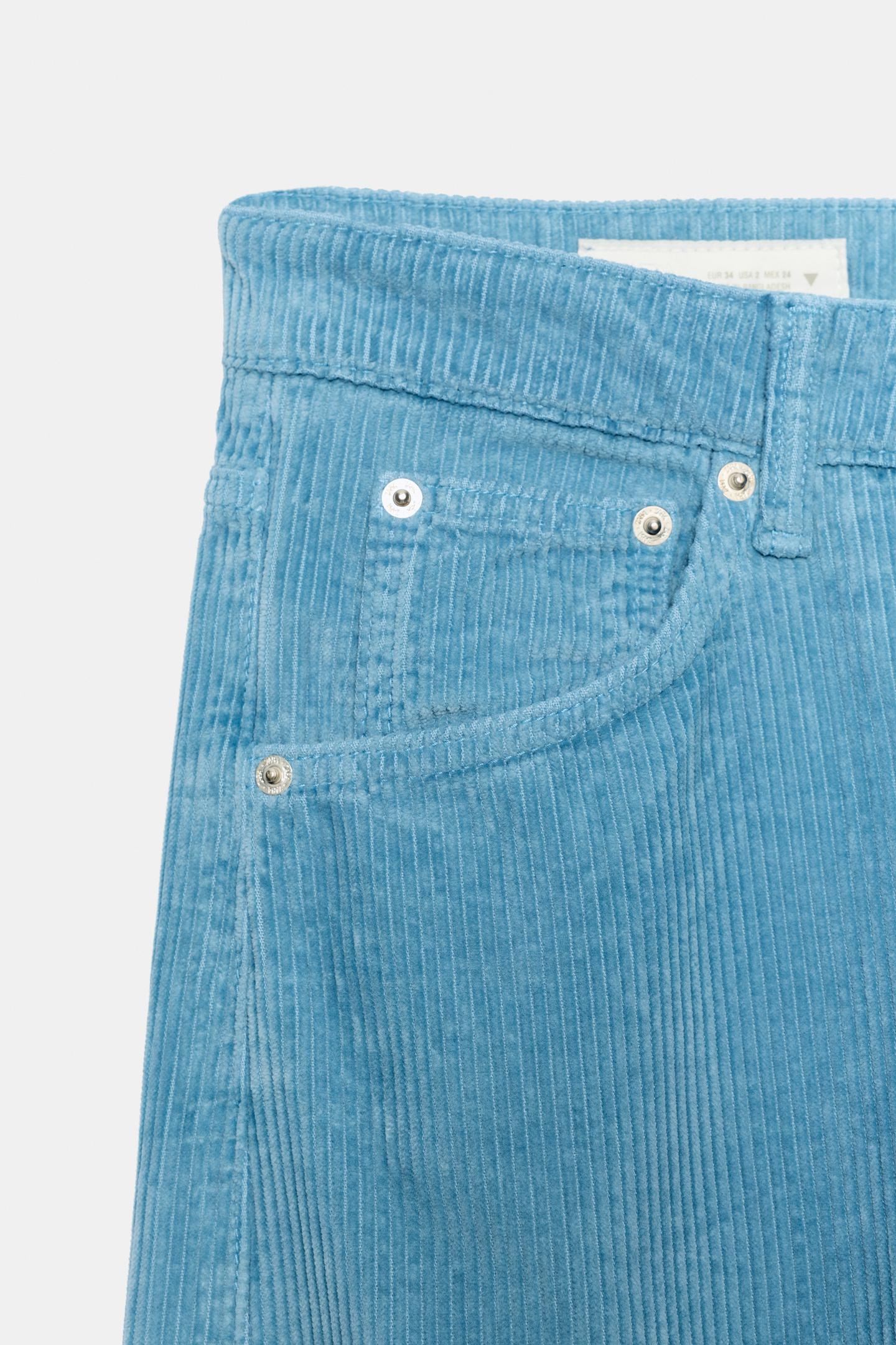 Женские брюки Zara Corduroy Boyfriend, цвет: Светлый синий — фото 8