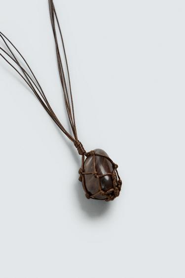 COLLIER CORDON PENDENTIF RÉSILLE - Marron de Zara - Image 4