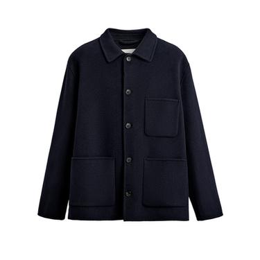 WOOL OVERSHIRT WITH POCKETS - Navy blue by Zara