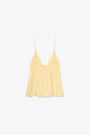 FLOWING STRAPPY TOP - Light yellow by Zara - Image 6