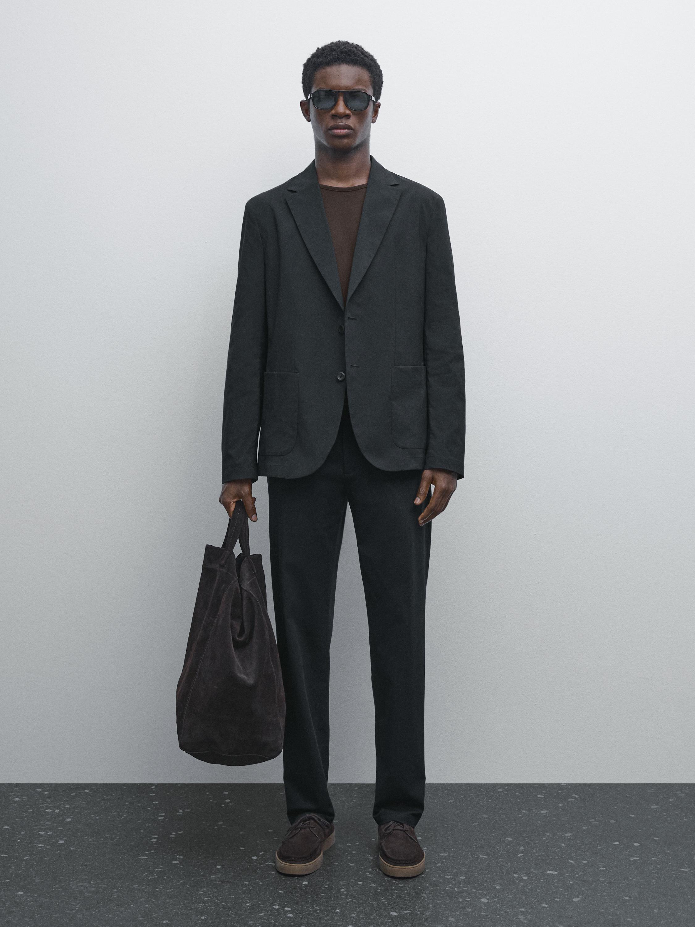 Pantalon tapered fit en coton mélang