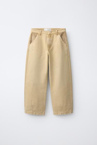 CANVAS STRAIGHT PANTS — Soft gold 1