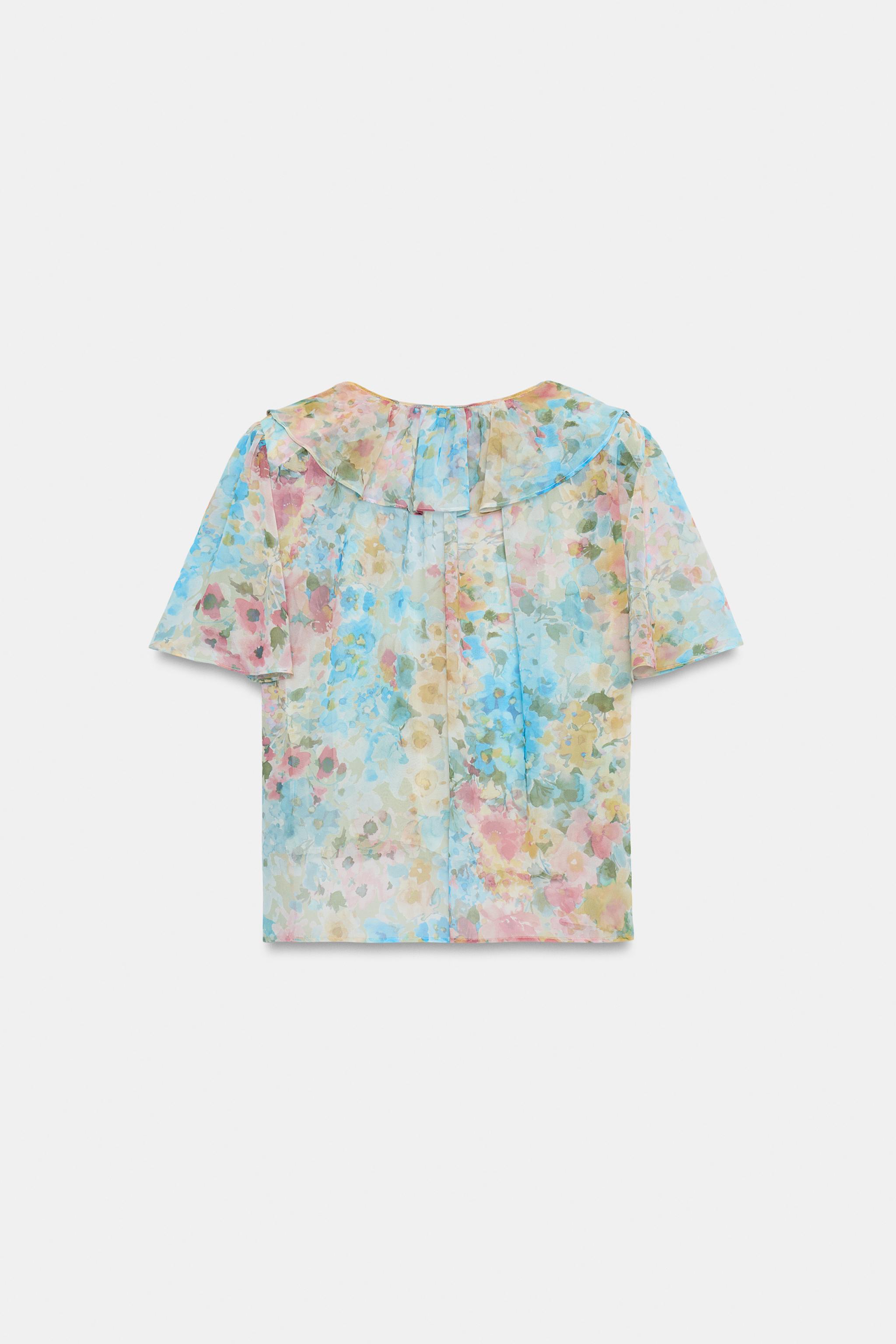RUFFLED FLORAL PRINT BLOUSE