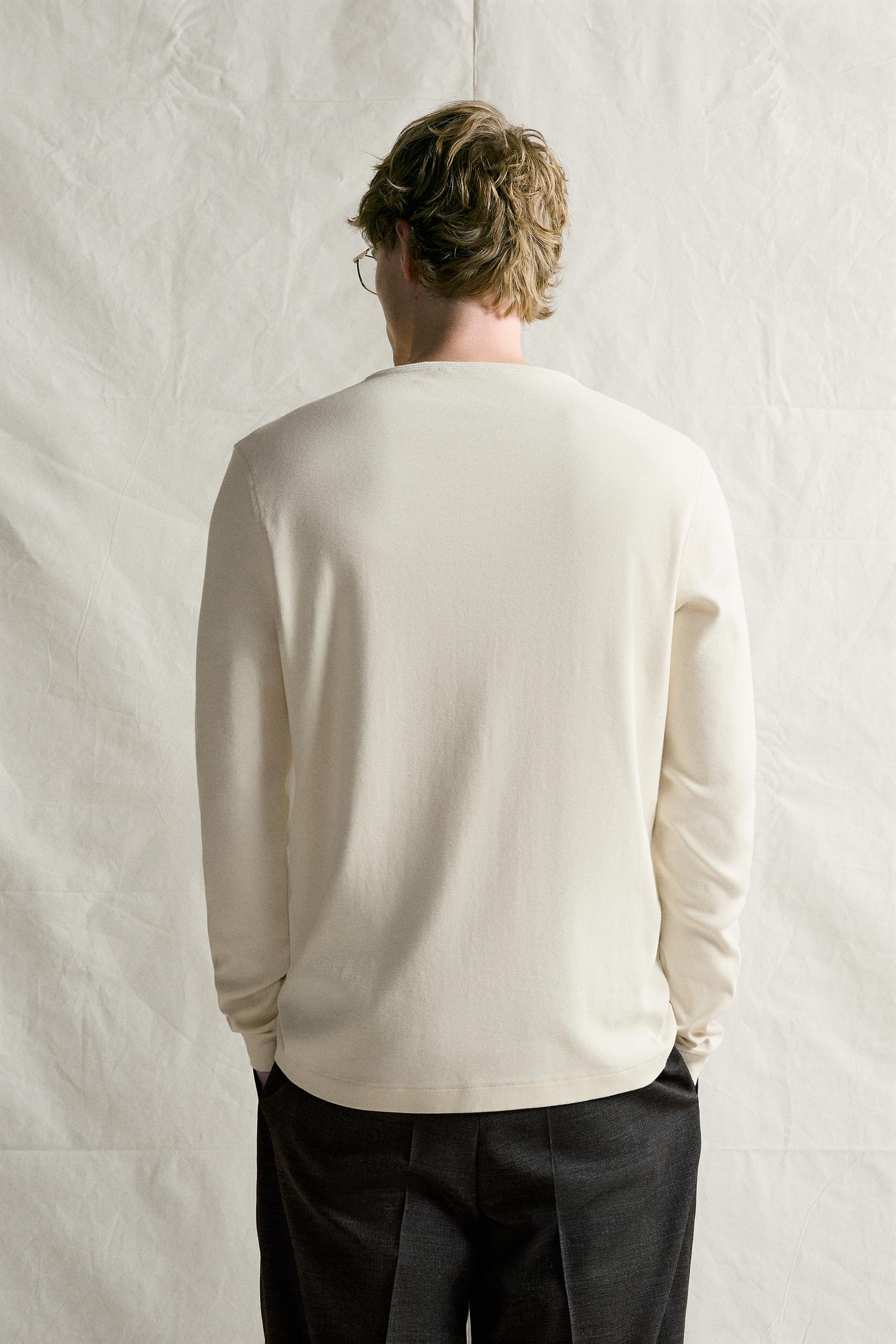 Футболка Zara Henley, цвет: Экрю — фото 3