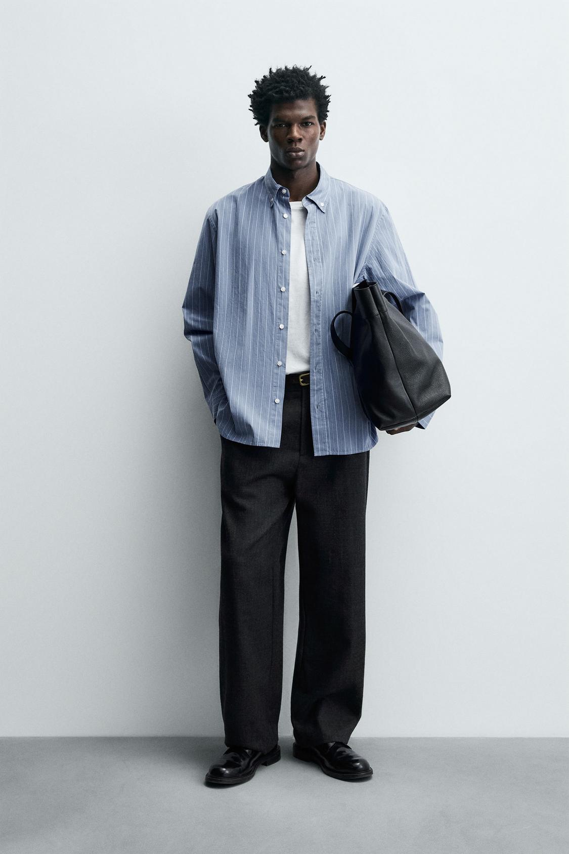 РУБАШКА В ПОЛОСКУ С ФАКТУРОЙ ОТ ZARA