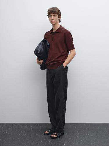Zara 100% cotton regular fit knit polo shirt - various - Image 0