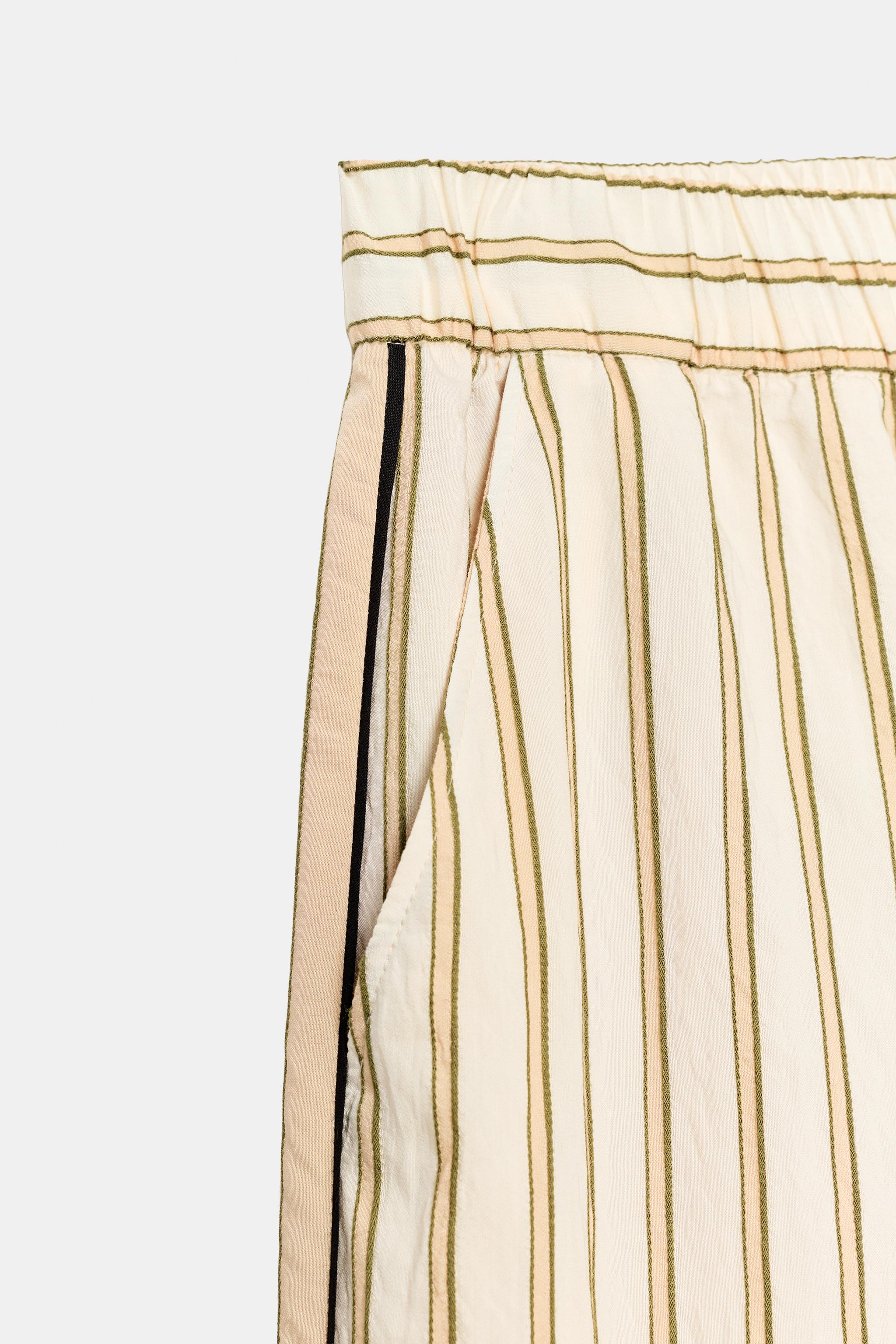 Женские брюки Zara ZW COLLECTION CONTRAST STRIPE TROUSERS — фото 4