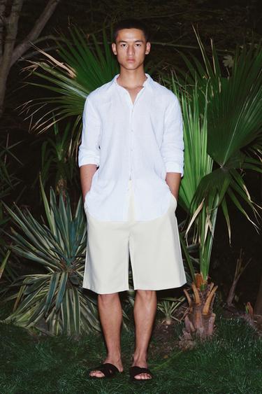 100% LINEN REGULAR FIT SHIRT - White by Zara