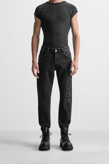 RIPPED SKINNY FIT JEANS - Black by Zara