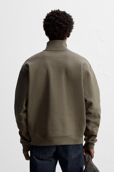 SWEAT À COL ZIPPÉ HEAVY WEIGHT - Marron / Vert de Zara - Image 2