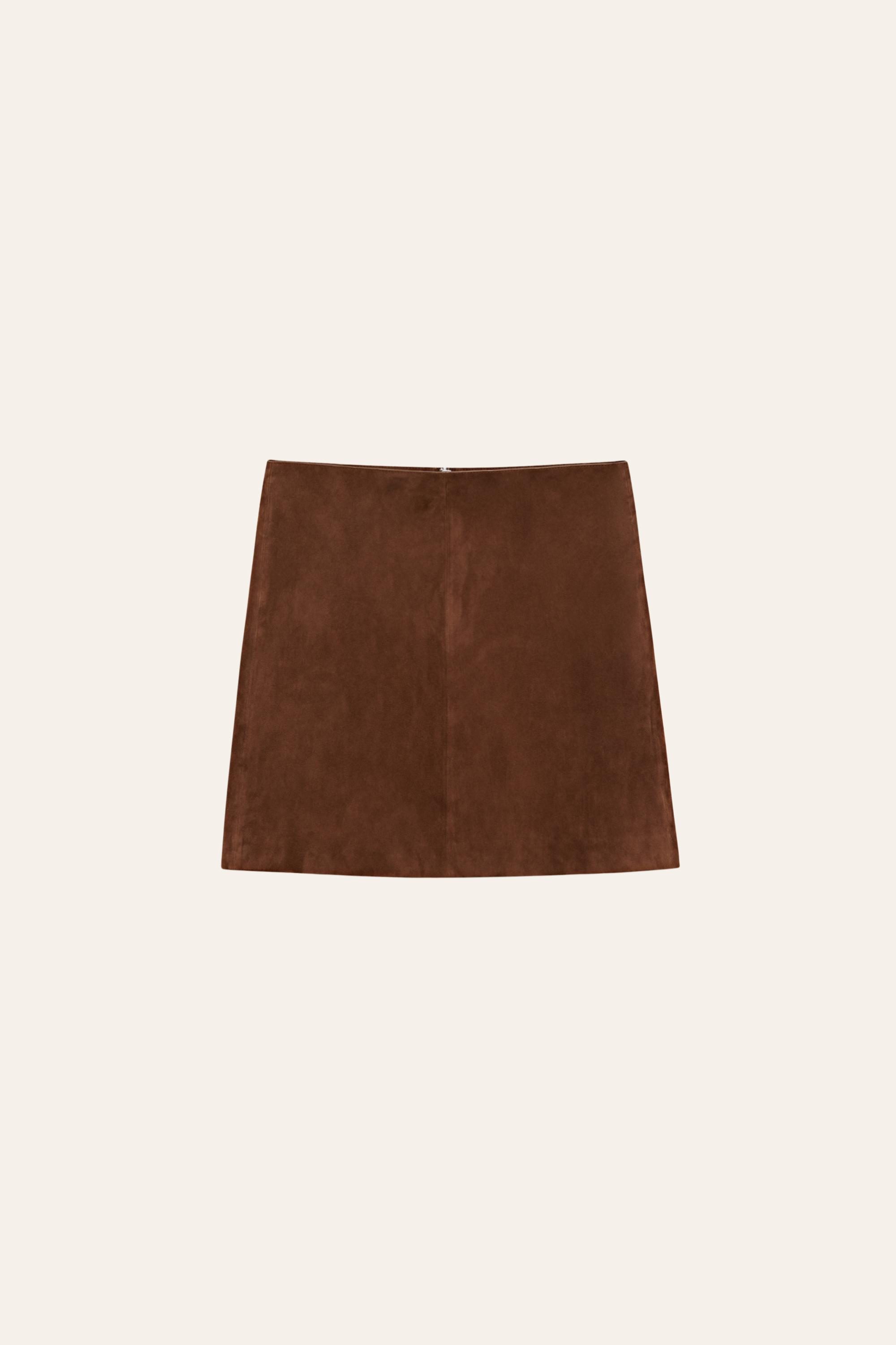 Suede leather mini skirt — Brown / Taupe