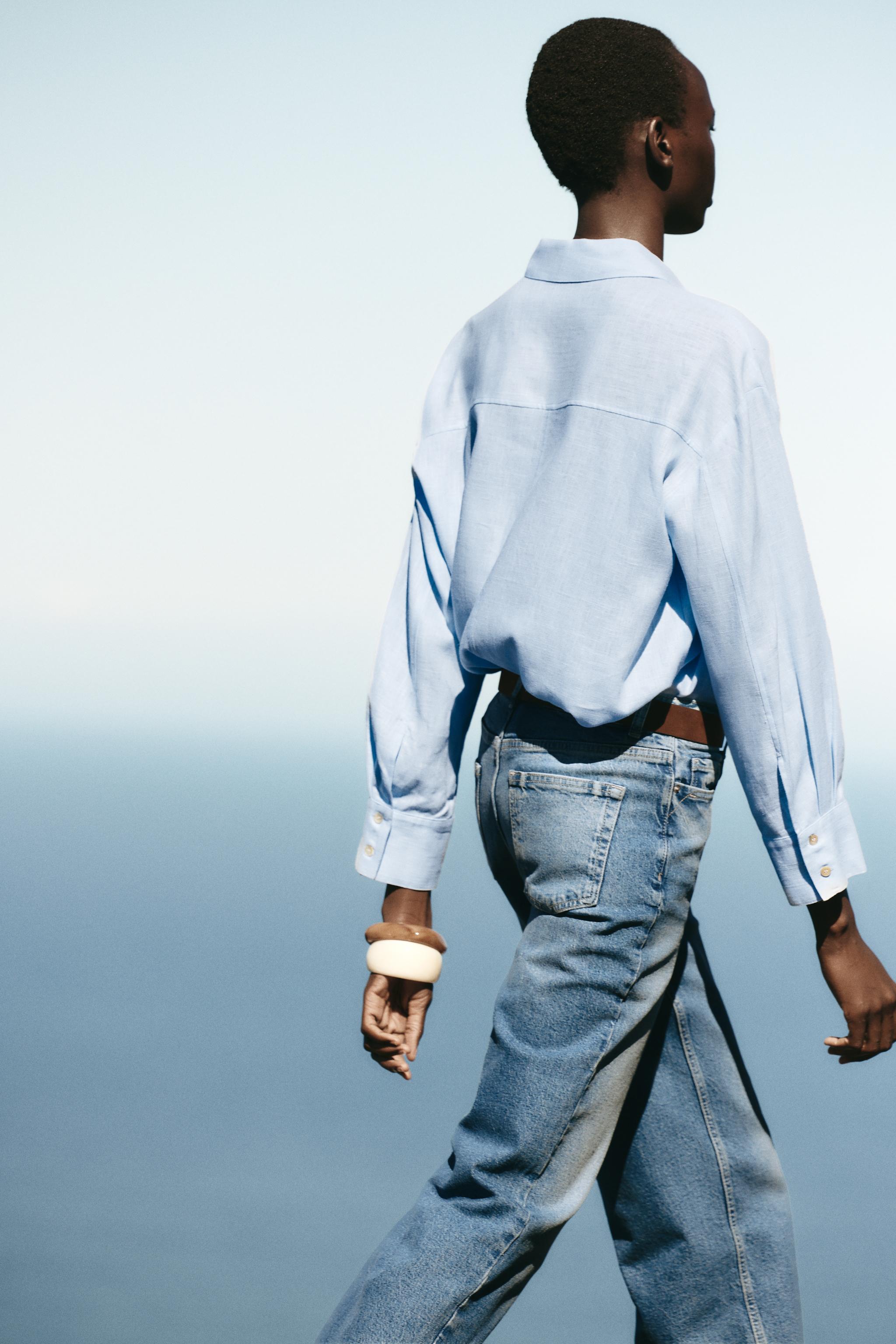 Z1975 BELTED HIGH-WAISTED CULOTTES - Mid-blue | ZARA United