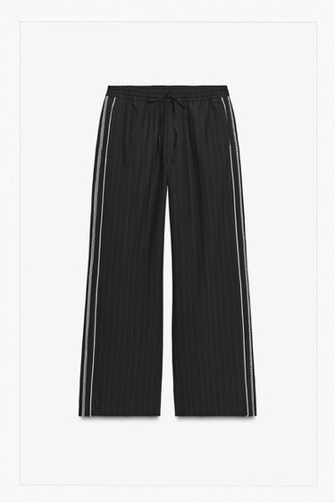 Zara SIDE STRIPE PANTS - Black