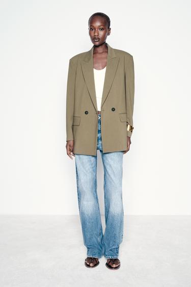 OVERSIZE DOUBLE-BREASTED BLAZER - Khaki by Zara - Image 0