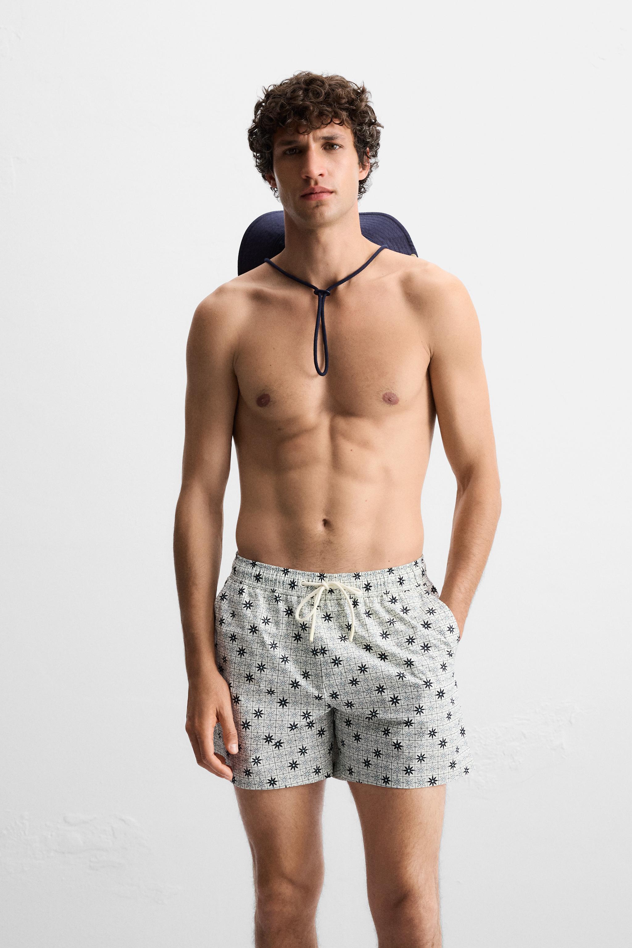 GEOMETRIC PRINT MID-LENGTH SWIMSUIT
