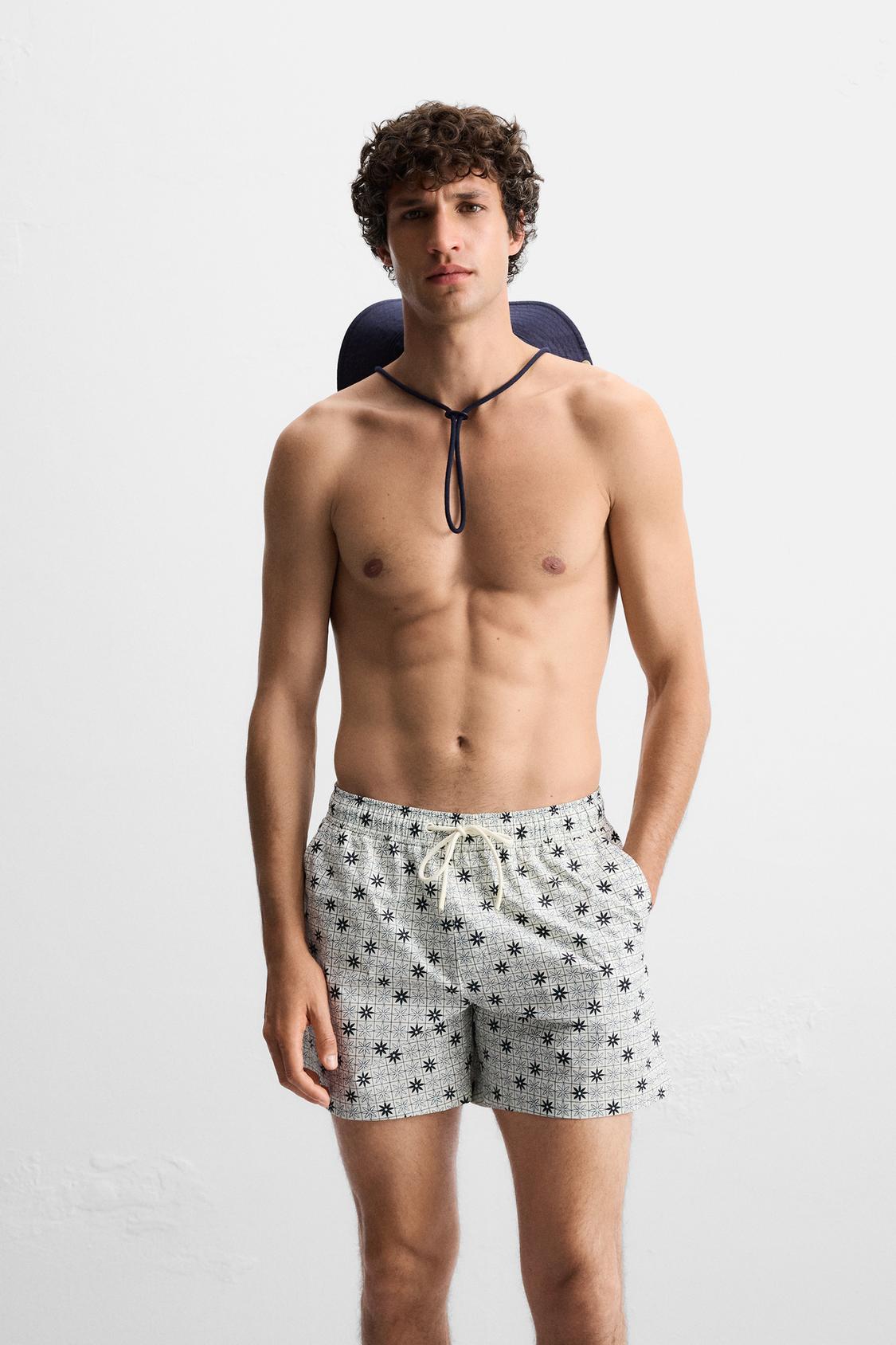 GEOMETRIC PRINT MID-LENGTH SWIMSUIT