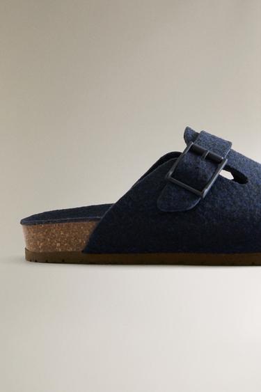 BUCKLED FELT MULE CLOG SLIPPERS - Navy Blue by Zara - Image 4
