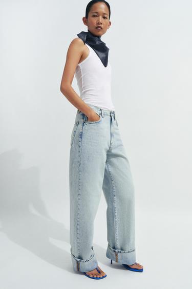 ТОРБЕСТИ ДЪНКИ ZW COLLECTION СЪС СРЕДНОВИСОКА ТАЛИЯ - Светло синьо от Zara
