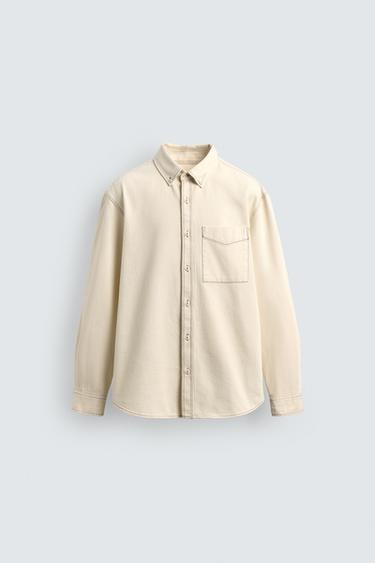CONTRAST STITCHING OVERSHIRT - Ecru by Zara