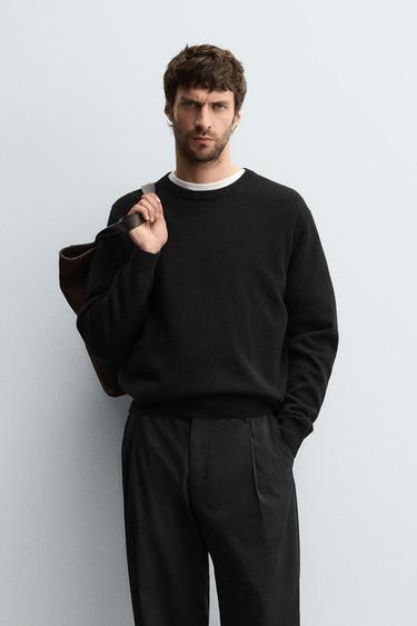 Zara REGULAR FIT CASHMERE JUMPER - Black