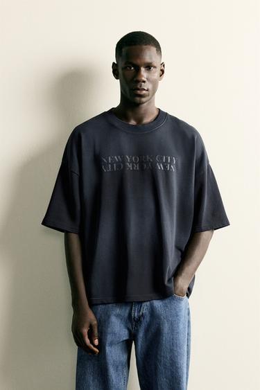 WASHED RELAXED FIT T-SHIRT - Blue by Zara