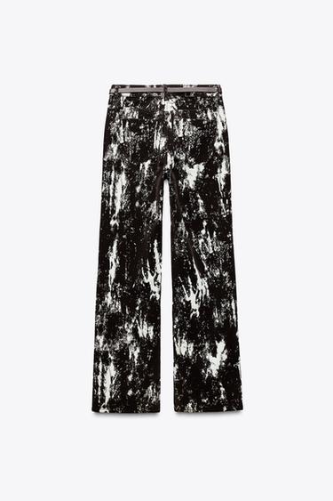 JEAN Z1975 FLOQUÉ TAILLE HAUTE IMPRIMÉ ANIMAL CEINTURE - marron/blanc de Zara - Image 3