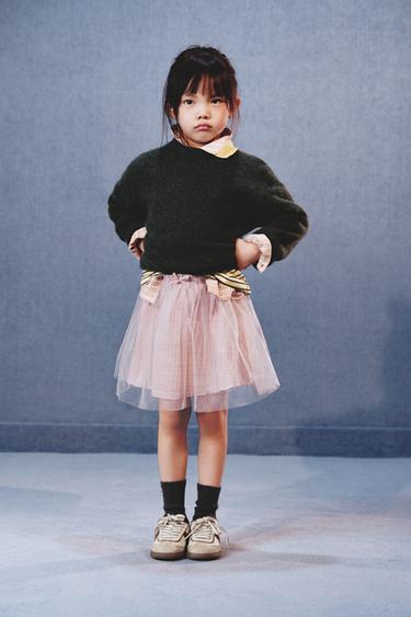 GLITTER TULLE SKIRT WITH BOW - Pale pink by Zara