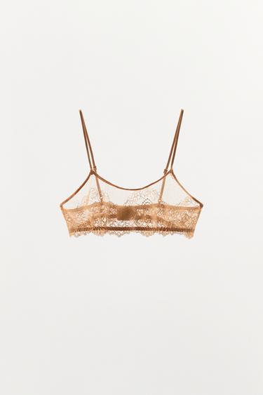 LACE BRALETTE BRA - Orange by Zara