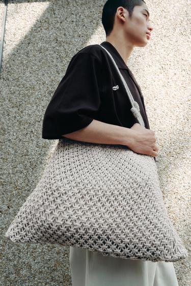 Zara MACRAMÉ SHOPPER BAG - Off White