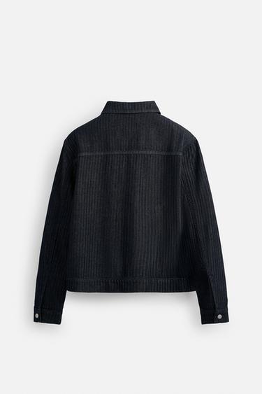 VESTE EN DENIM À CHEVRONS - Bleu de Zara - Image 7