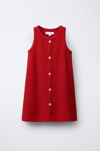 BUTTONED TEXTURED PINAFORE