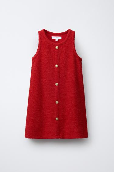 ROBE-SALOPETTE STRUCTURÉE À BOUTONS - Rouge de Zara
