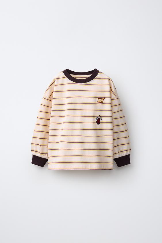 NBA MIAMI HEAT STRIPED T-SHIRT - Ecru by Zara - Image 0