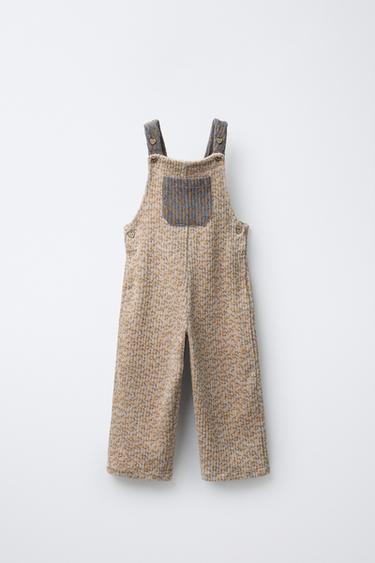 LONG CORDUROY DUNGAREES WITH FLOWERS - camel by Zara