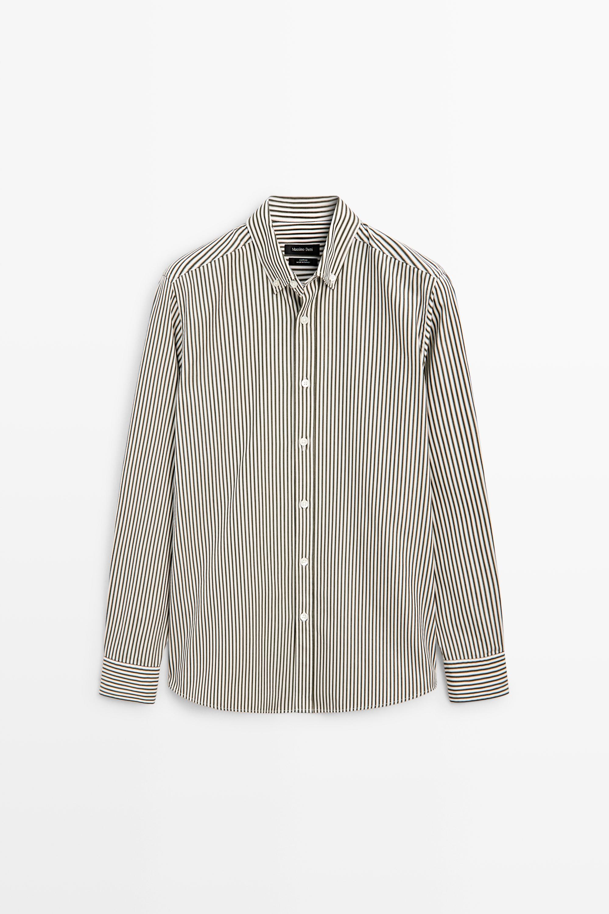 Regular fit striped poplin shirt
