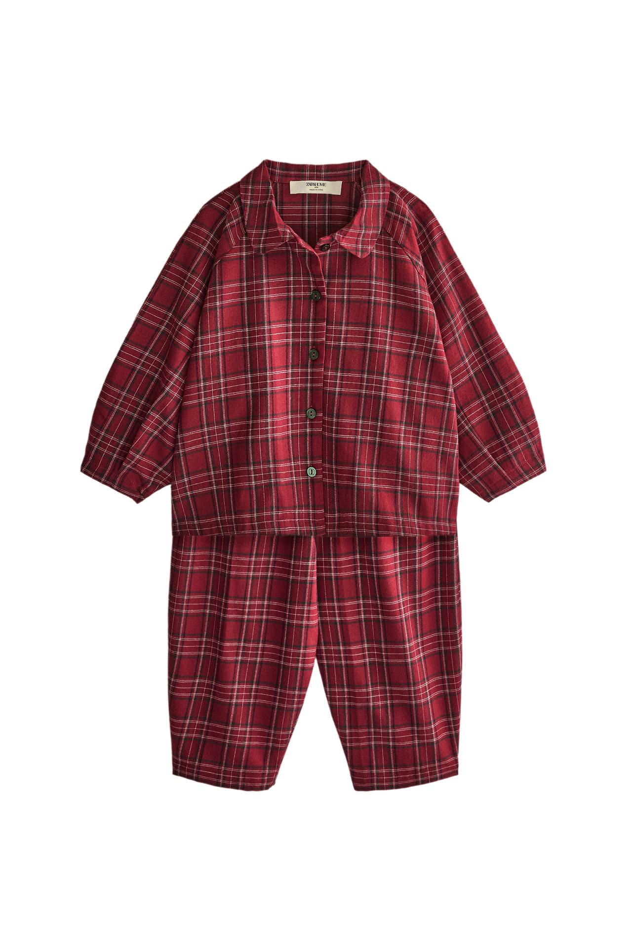 KIDS' CHRISTMAS BALLOON CHECK FLANNEL PYJAMAS